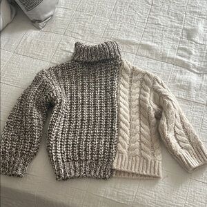 Kids Zara Two-Tone Knit Turtleneck Sweater ; Age:6-7 y/o; NEW w/o tag